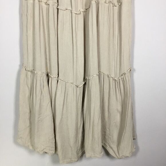 Cream tiered maxi skirt elasticated 27” waist summer spring beach floaty sz M - Picture 3 of 7